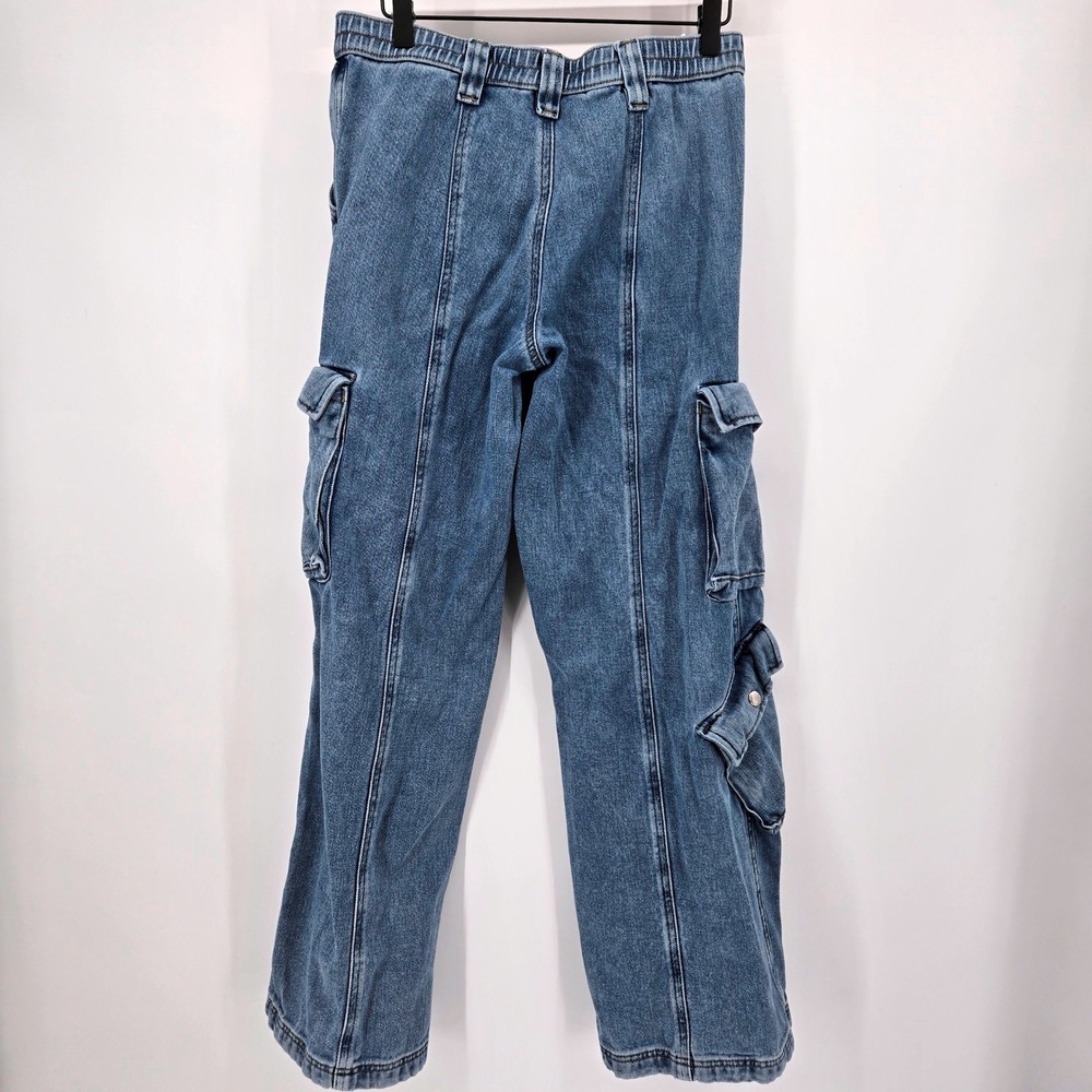 PacSun Puddle Zip Off Low Rise Denim Cargo Pants Medium Wash Jeans Womens Size M - Picture 3 of 13